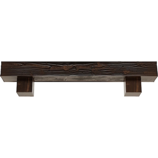 Kit W/ Alamo Corbels, Premium Aged, 6H  X 6D X 84W Sandblasted Faux Wood Fireplace ManteL